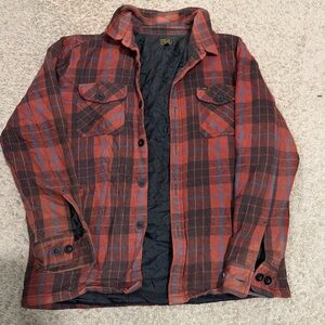 Obey Plaid Flannel Jacket Heavy Quilted Red/Black Mens M